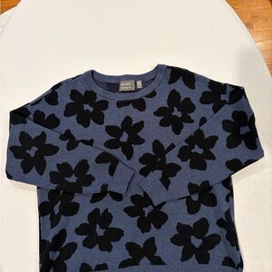 Ninety Navy and Black Floral Crewneck Sweater
